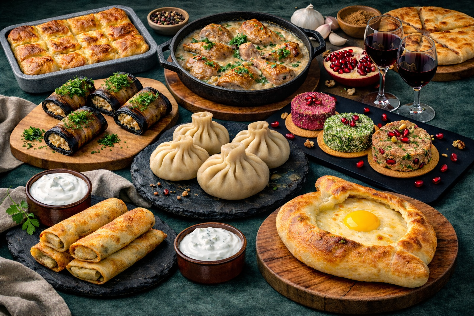 Georgische gerechten op tafel